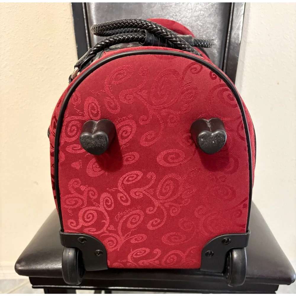 Brighton Mevelyn Red Black Large Croc Rolling Weekender Carry On Luggage U286606